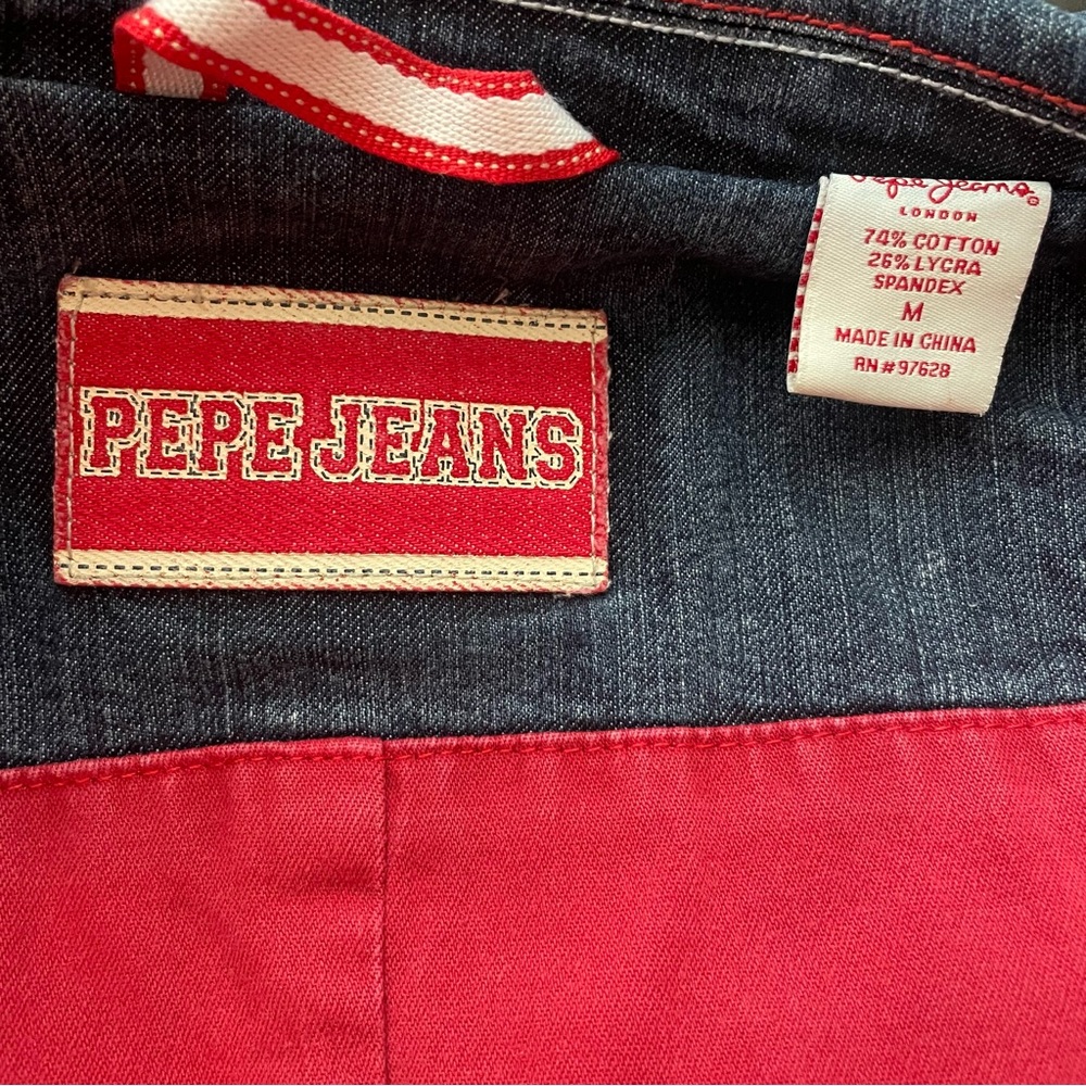 ❌ SOLD ❌ 90s Pepe Jeans London Patchwork Denim Sherry Blazer Jacket Size Medium - Picture 6 of 8